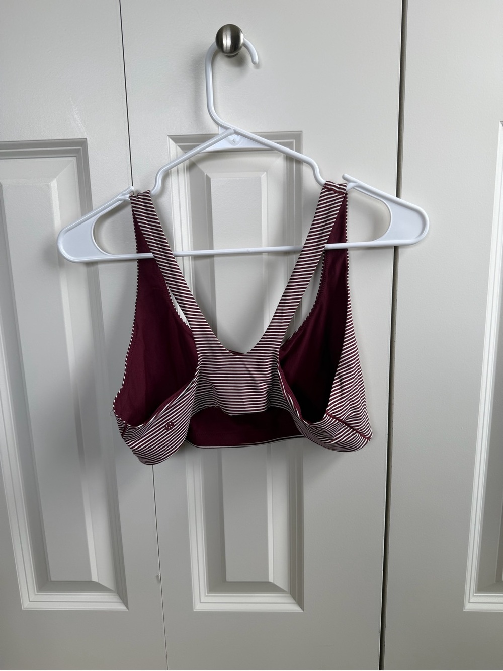 lululemon Nulu Racerback Bralette *A-D Cups Trim Stripe Burgundy Bay Coconut - Picture 3 of 5